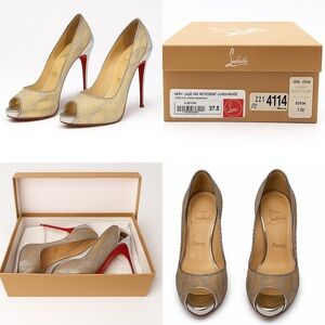 Christian Louboutin Peep-toe Silver Lace Heels